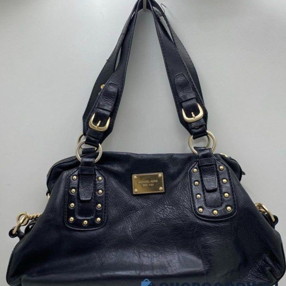 Michael Kors Black Leather Handbag
w/Gold Studs and Hardware